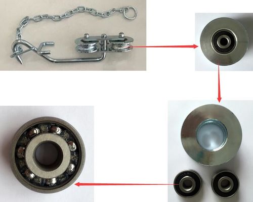 চেইন হেভি ডিউটি ​​বল বিয়ারিং D64mm সহ হোয়াইট জিঙ্ক কলা ক্যাবলওয়ে রোলার সিস্টেম